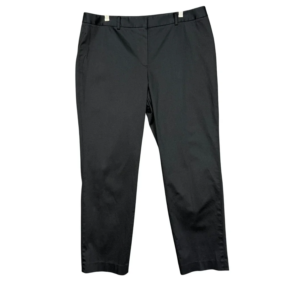Lafayette 148 New York Trousers Women 14 Black Cotton Blend Tapered Professional